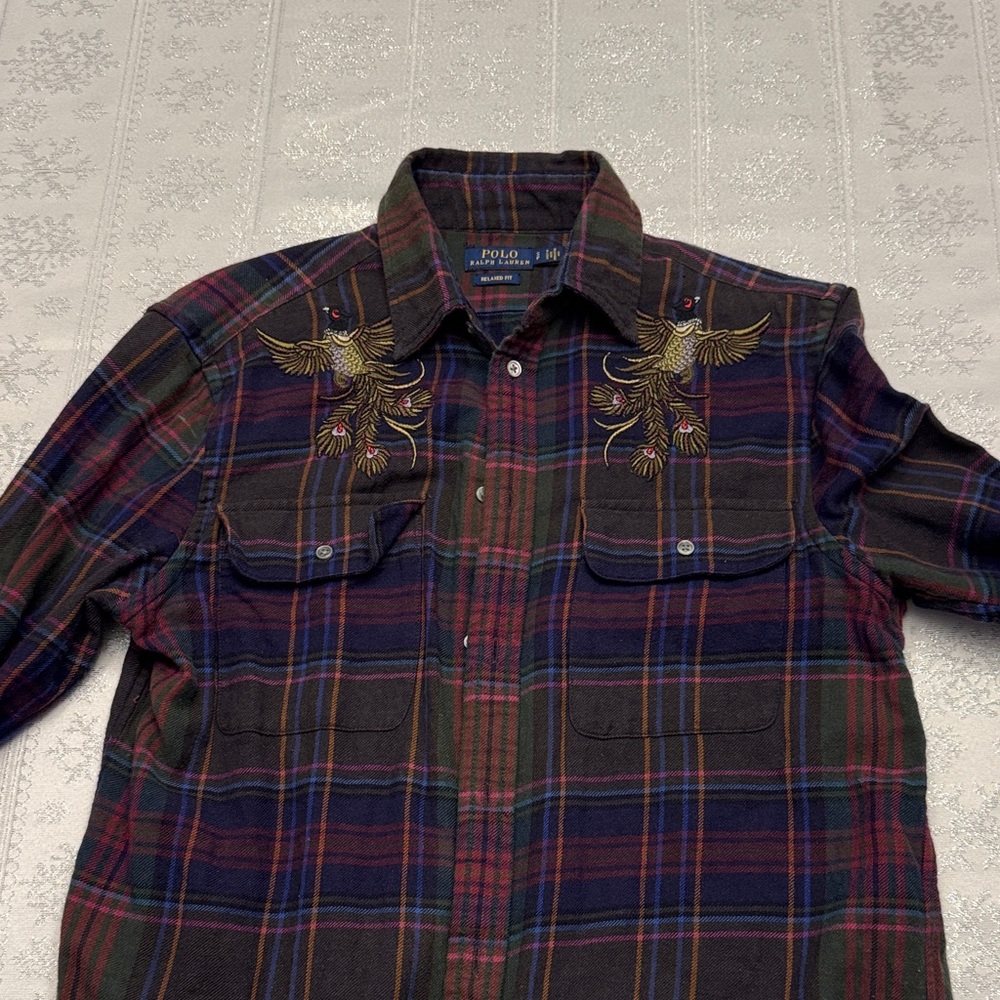 Polo by Ralph Lauren Multicolor Plaid Shirt with Bird Embroidery - Picture 2 of 6